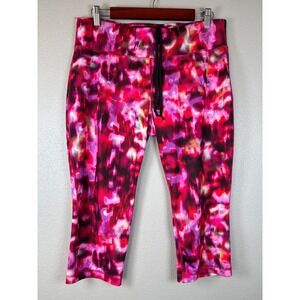 Danskin Now Activewear Womens Large Capris Tie Dye Leggings Pink Purple Abstract